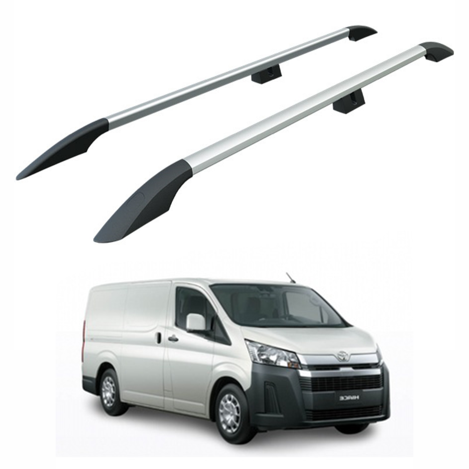 For Toyota Hiace H300 Roof Side Rails Ultimate Style Alu Silver 2019-Up For Toyota Hiace H300 Roof Side Rails Ultimate Style Alu Silver 2019-Up